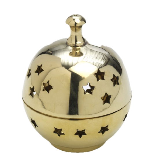 Weihrauchschale “Kugel” aus Messing – Handgefertigt für stimmungsvolle Räucherrituale mit Kohle, Weihrauch & Kräutern