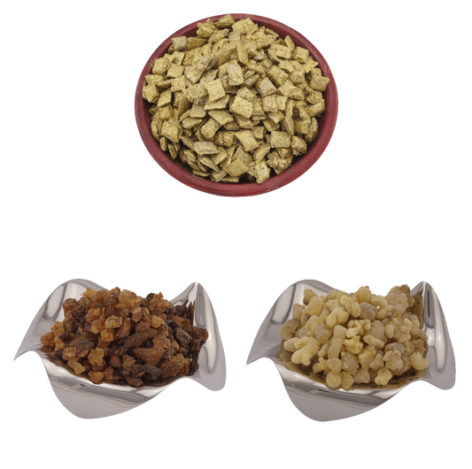 Weihrauchset „Gold, Weihrauch & Myrrhe“ – Griechischer Goldweihrauch, Oman-Weihrauch Ecclesia & Myrrhe für Rituale, Gebet & innere Balance