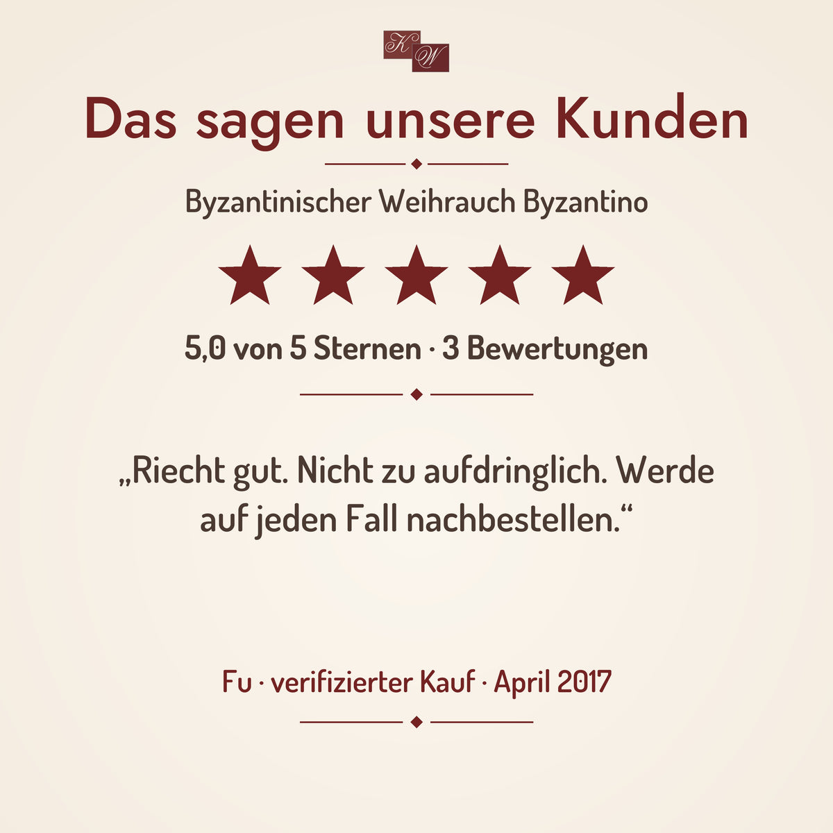 Byzantinischer Weihrauch Byzantino – Kundenstimme