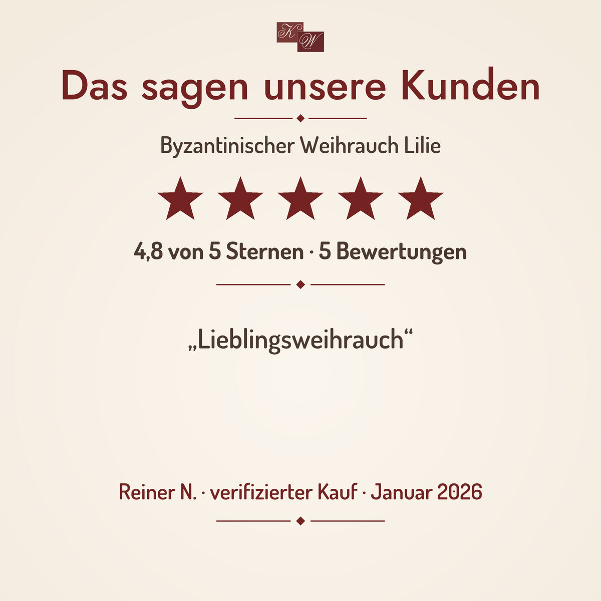 Byzantinischer Weihrauch Lilie – Kundenstimme