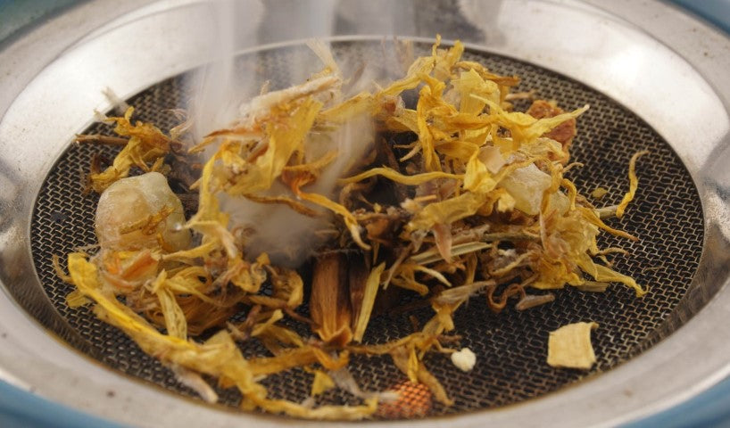 Räucherstövchen Keramik "Maris" mit Metallsieb und Metallscheibe – H 11,5cm