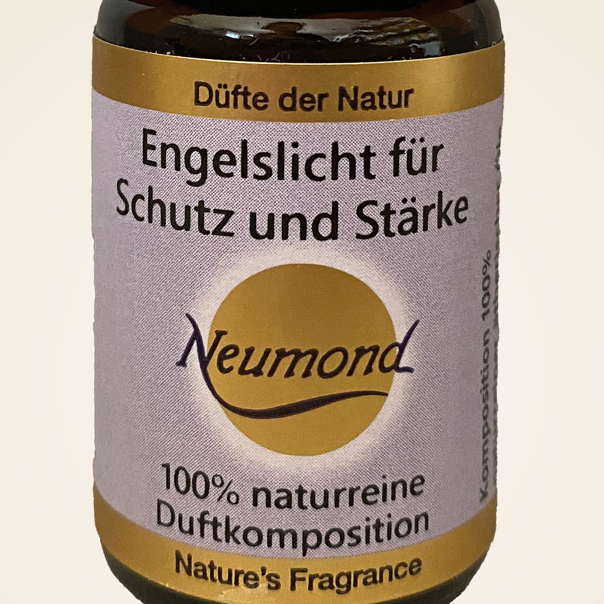Engelslicht für Schutz & Stärke von Neumond – Nahaufnahme des Etiketts