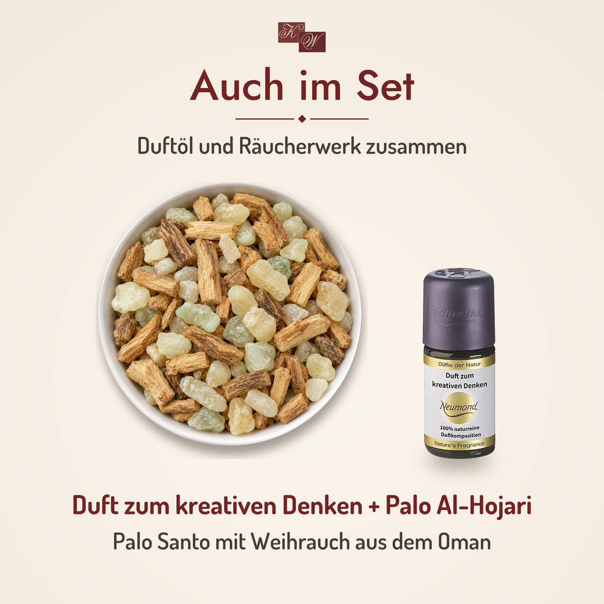 Duft zum kreativen Denken auch im Duftöl- und Räucherset mit Palo Al-Hojari