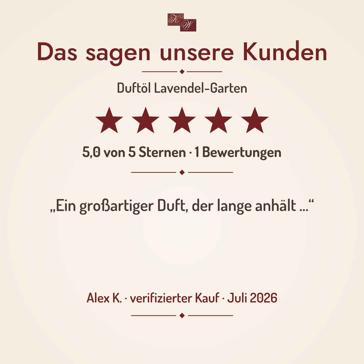 Kundenstimme zu Lavendel-Garten Duftöl mit Sternebewertung
