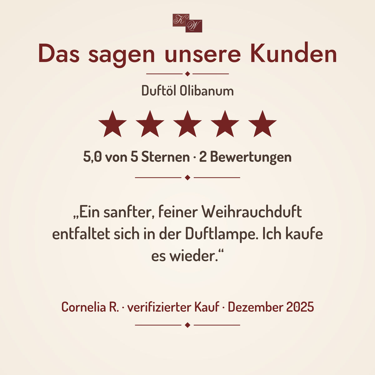 Kundenstimme zu Olibanum Weihrauchöl mit Sternebewertung