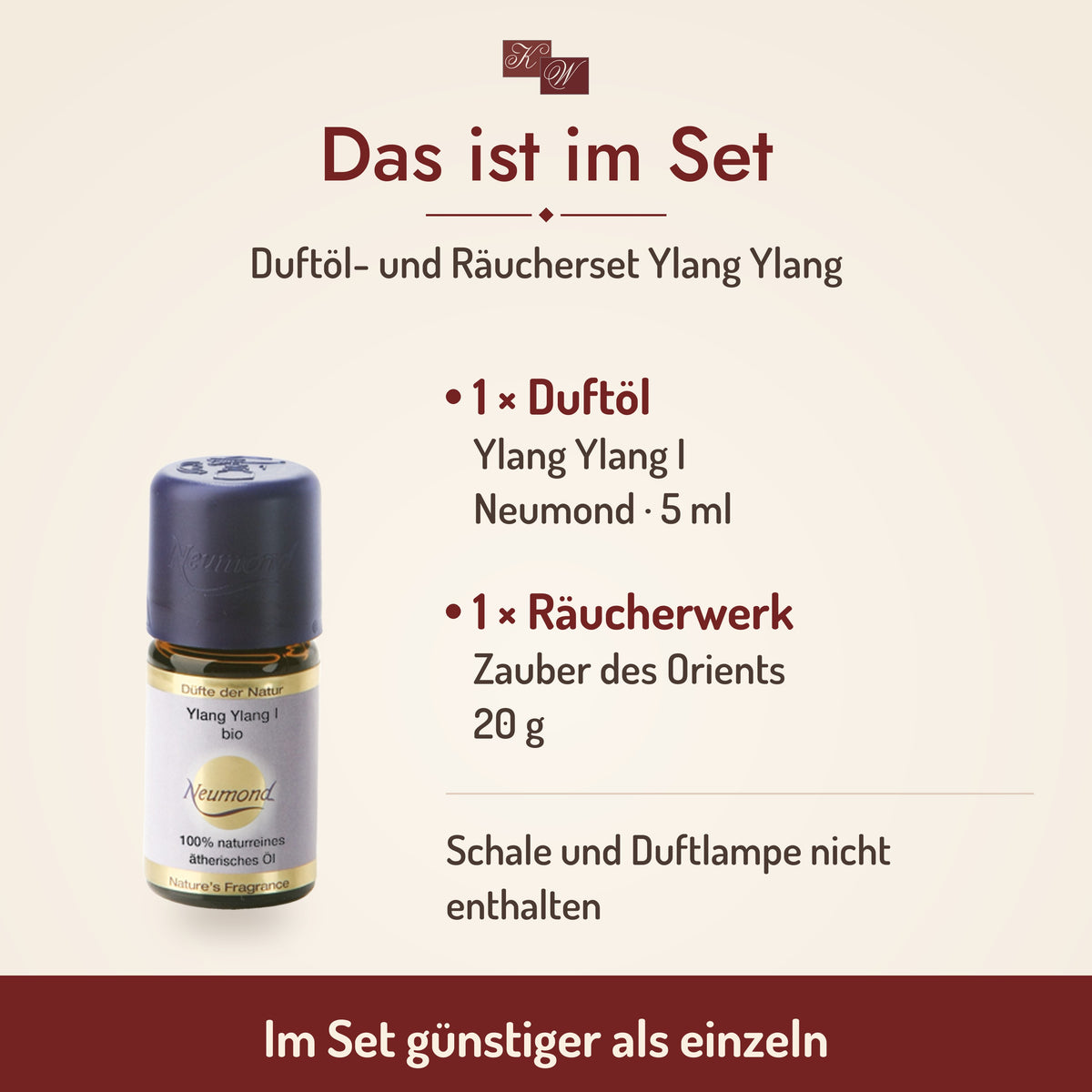 Duftöl- und Räucherset Ylang Ylang – Lieferumfang: Ylang Ylang I 5 ml und Zauber des Orients 20 g