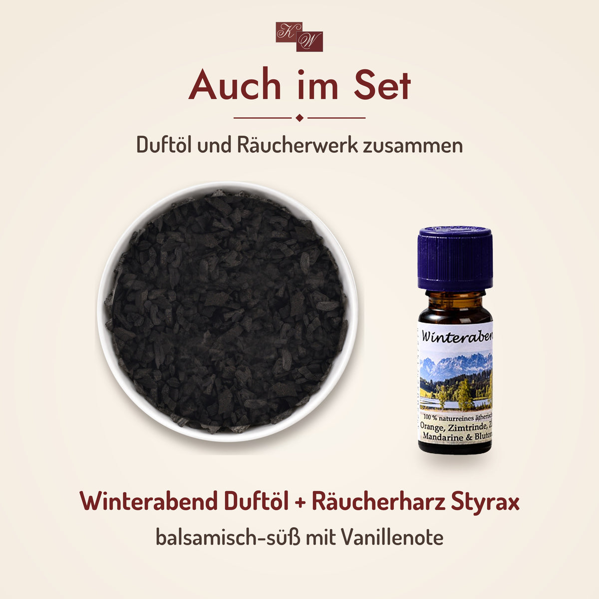 Winterabend Duftöl auch im Duftöl- und Räucherset mit Räucherharz Styrax