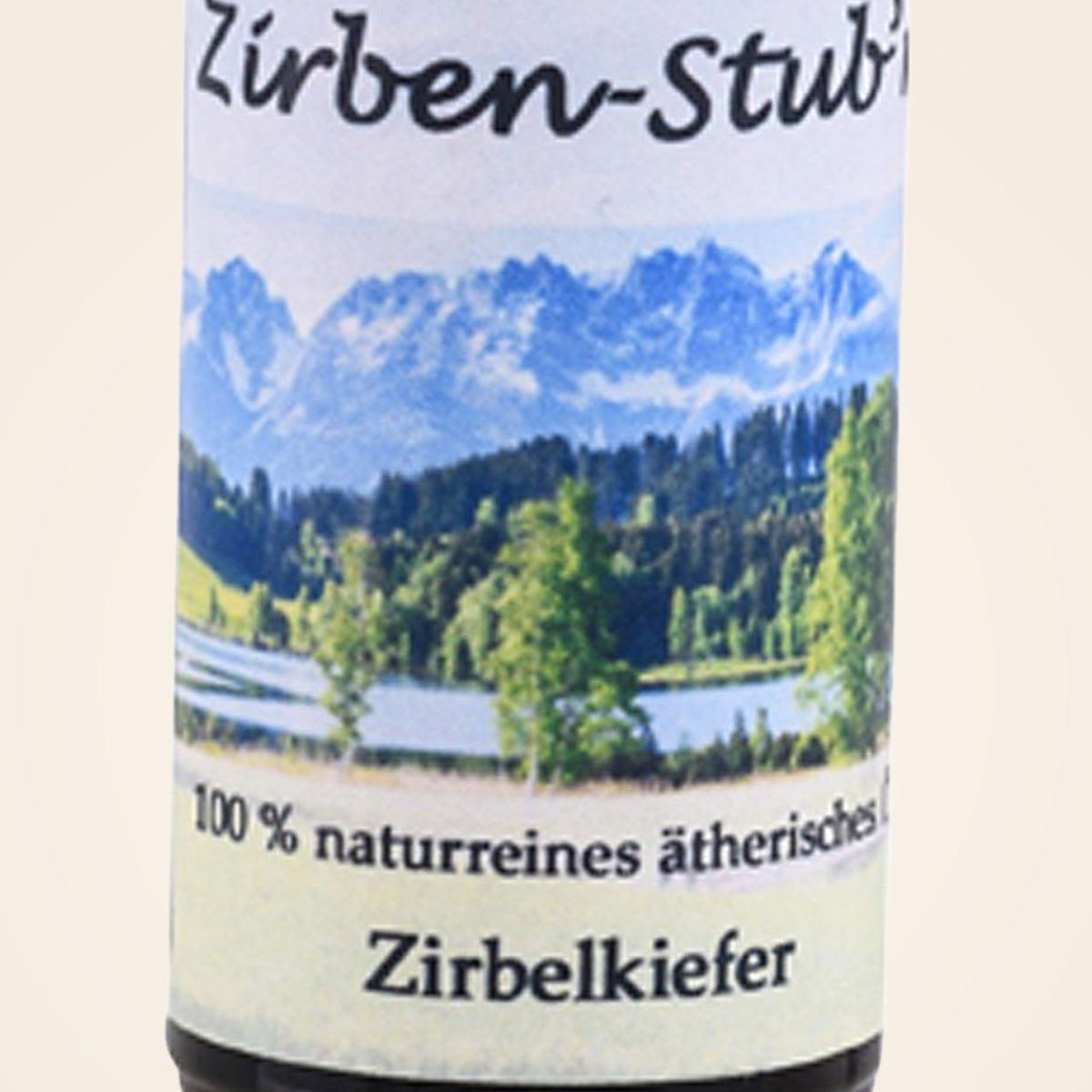 Zirbenöl Zirben-Stub’n – Nahaufnahme des Etiketts