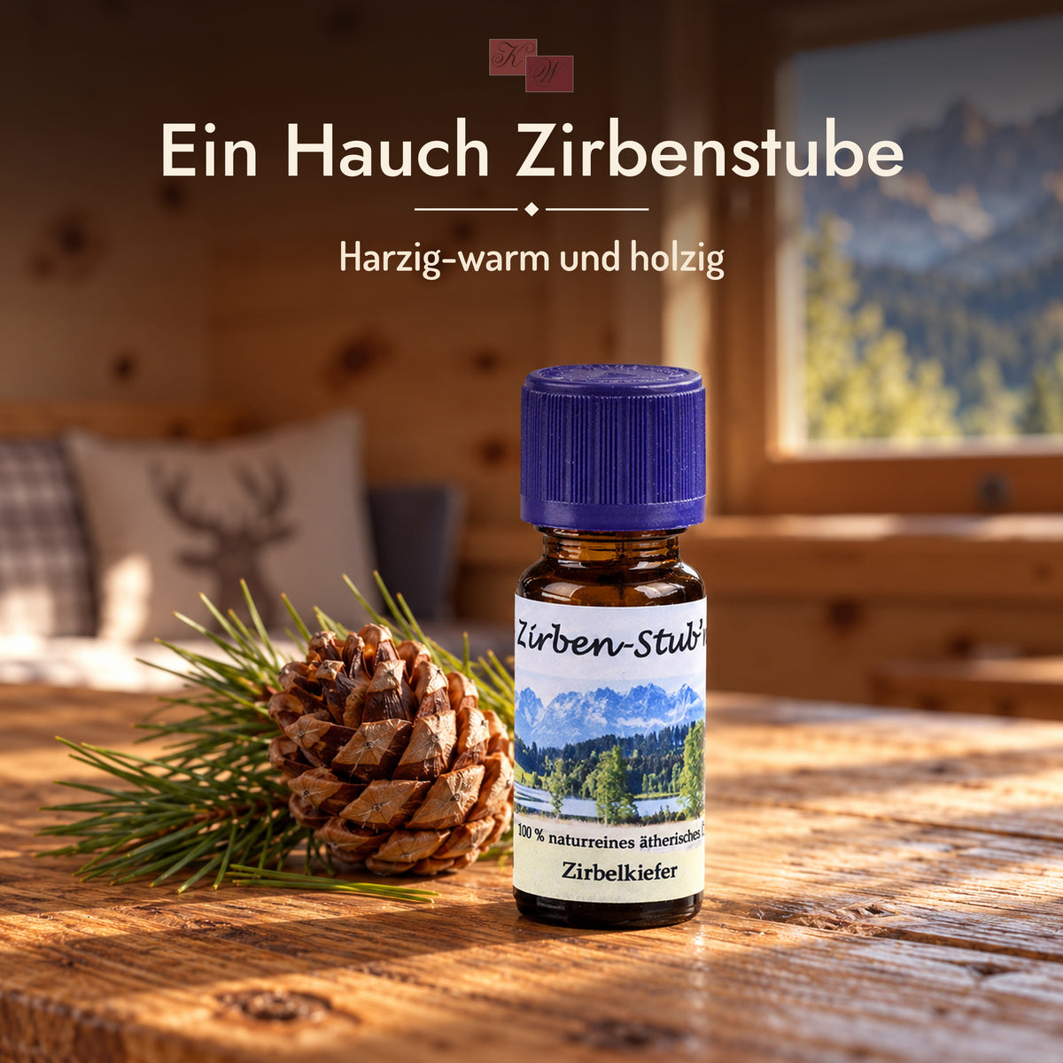 Zirbenöl Zirben-Stub’n – Stimmungsbild „Ein Hauch Zirbenstube“