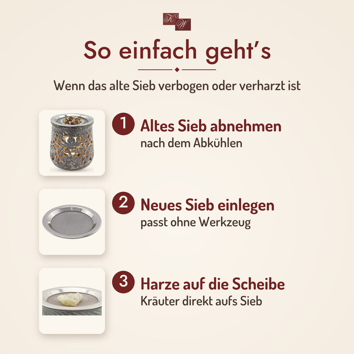 Edelstahlsieb Ø 9 cm – so geht’s in drei Schritten