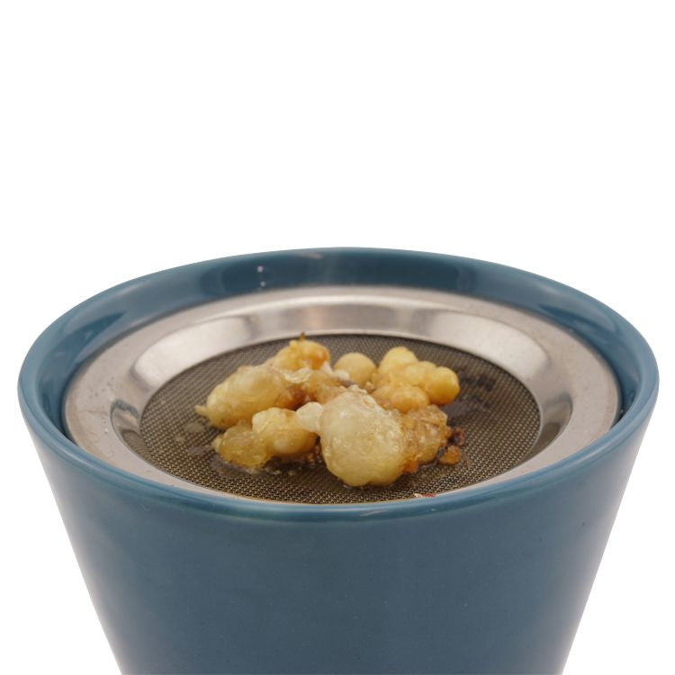 Fair Trade: 2-tlg. Räucherstövchen Keramik Farbe metallblau