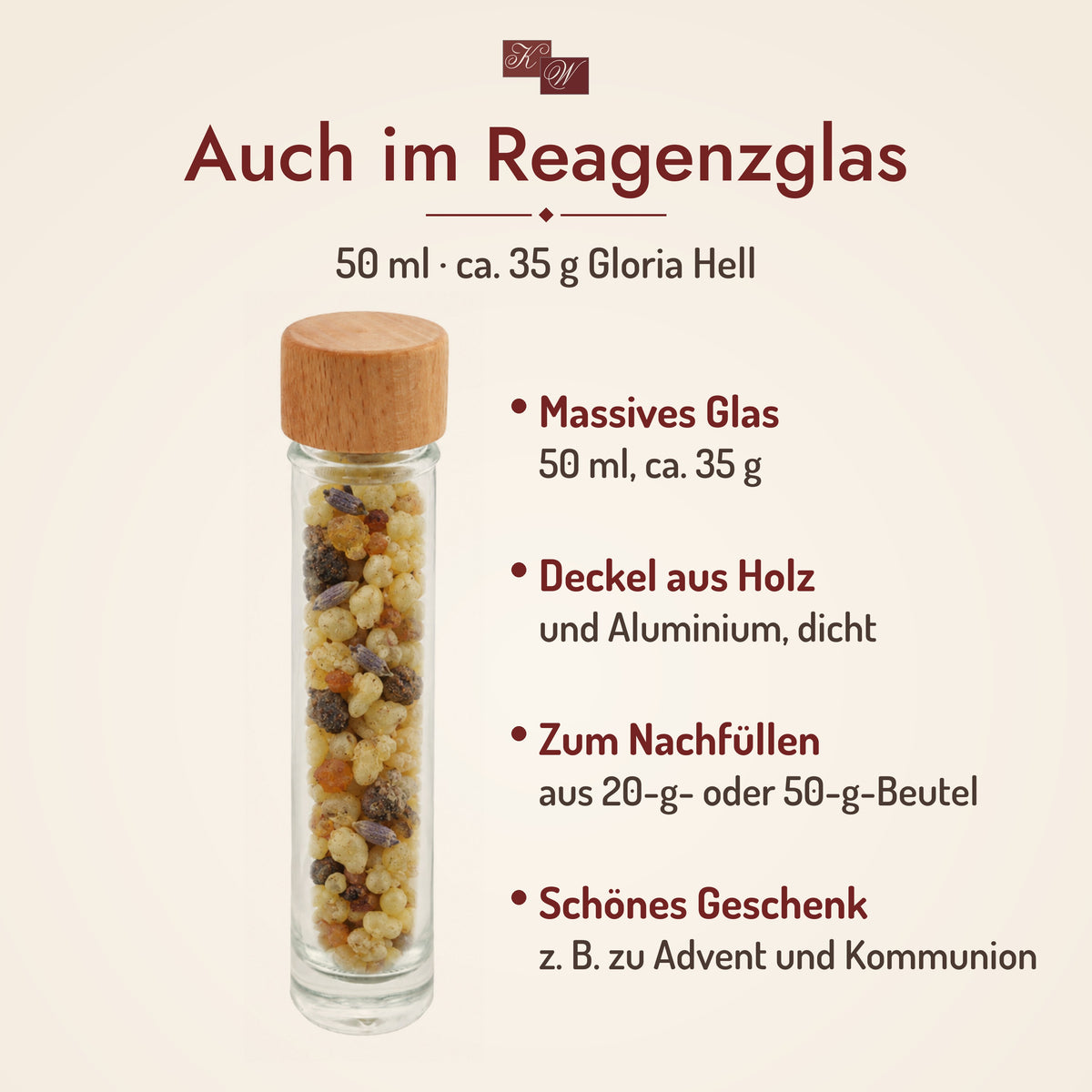 Kirchenweihrauch Gloria Hell im Reagenzglas 50 ml