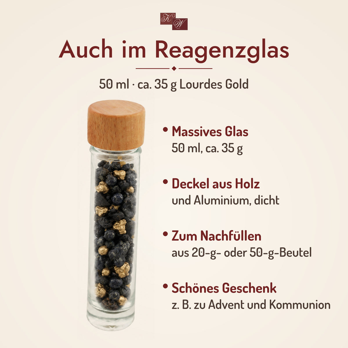 Kirchenweihrauch Lourdes Gold im Reagenzglas 50 ml