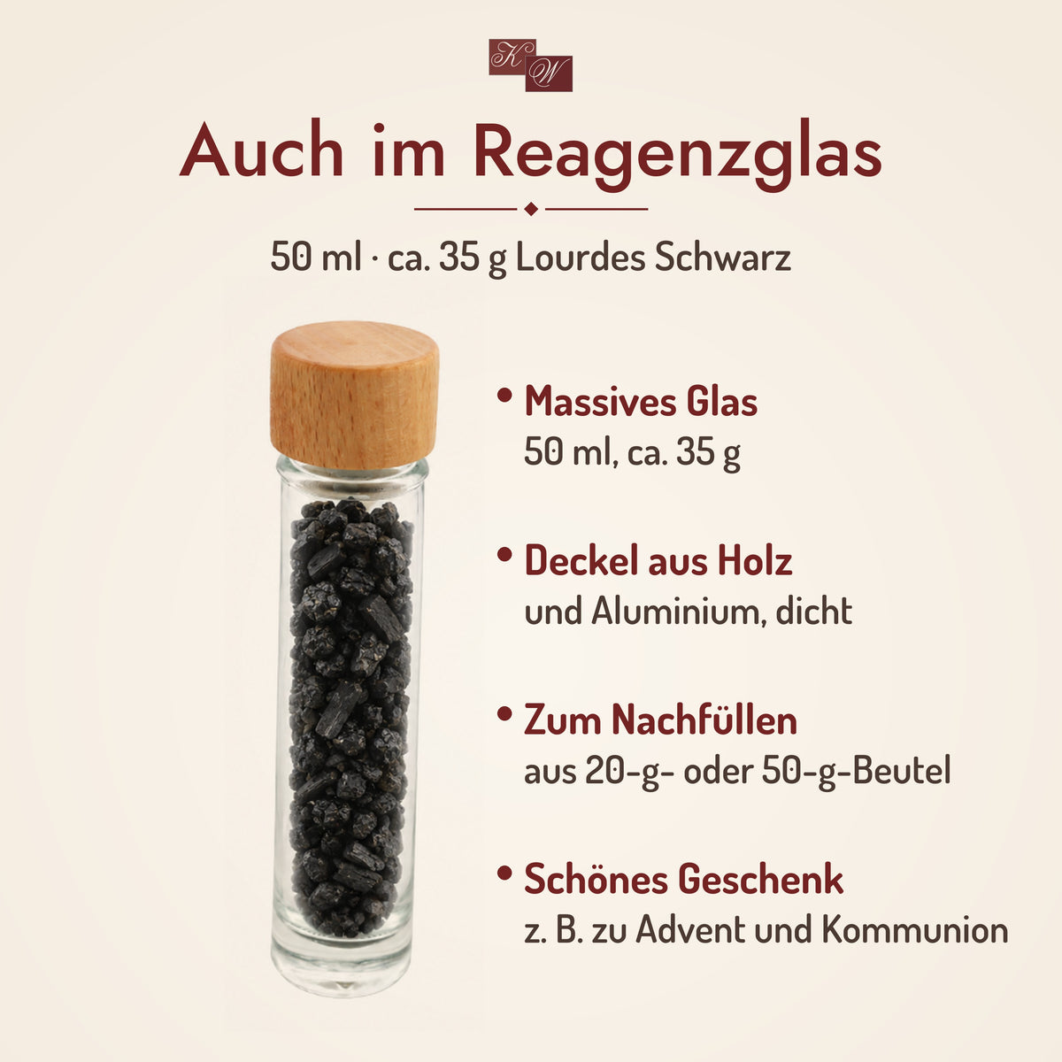 Kirchenweihrauch Lourdes Schwarz im Reagenzglas 50 ml
