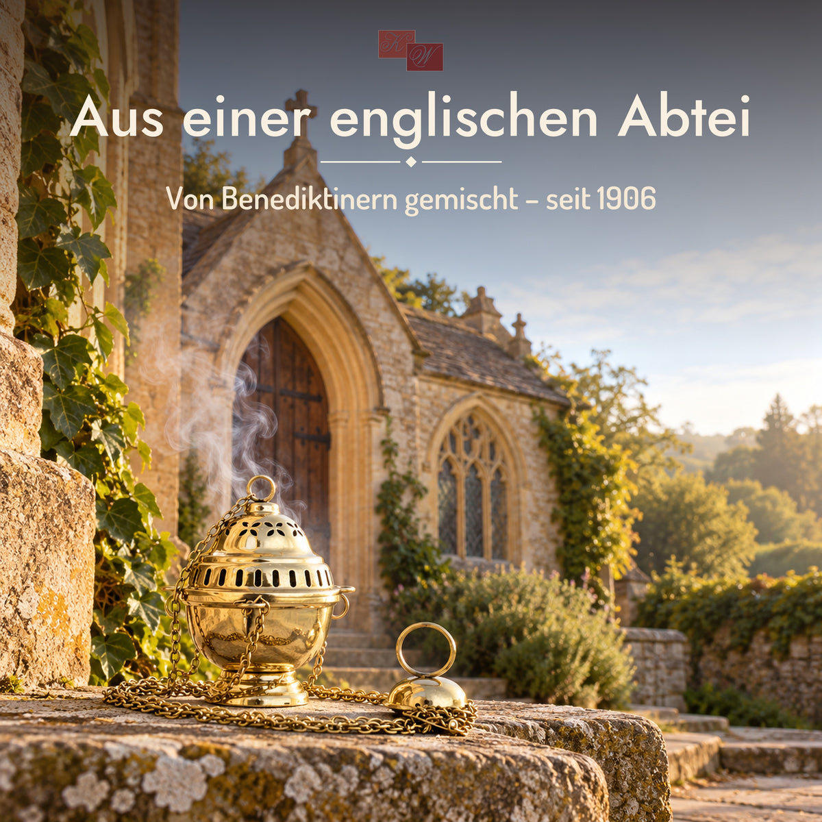 Kloster-Weihrauch aus einer englischen Abtei – Weihrauchfass vor der Klosterkapelle
