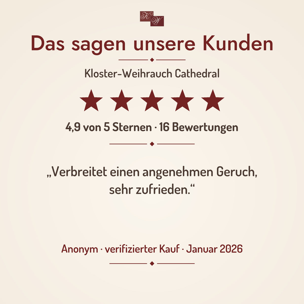 Kloster-Weihrauch Cathedral – Kundenstimme