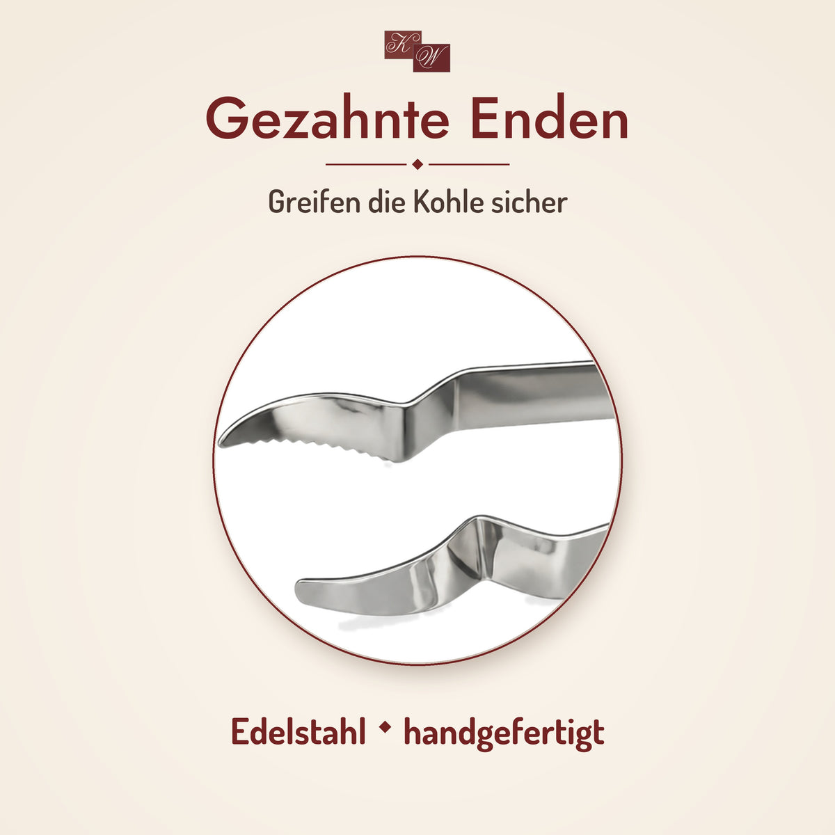 Kohle-Zange 18 cm – Nahaufnahme