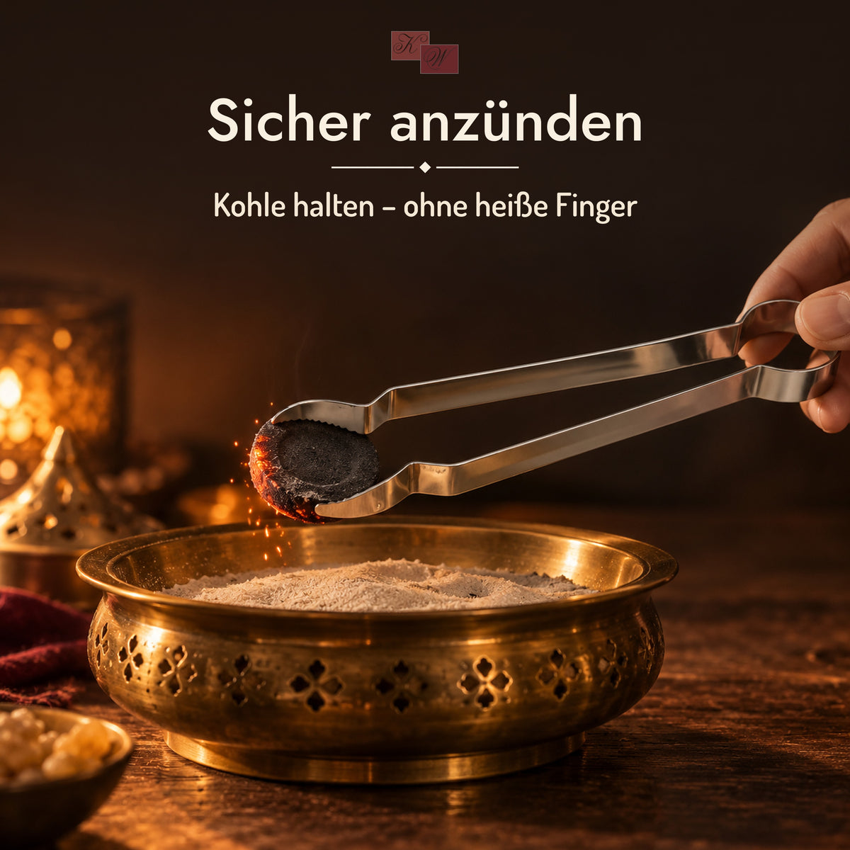 Kohle-Zange 18 cm im Einsatz