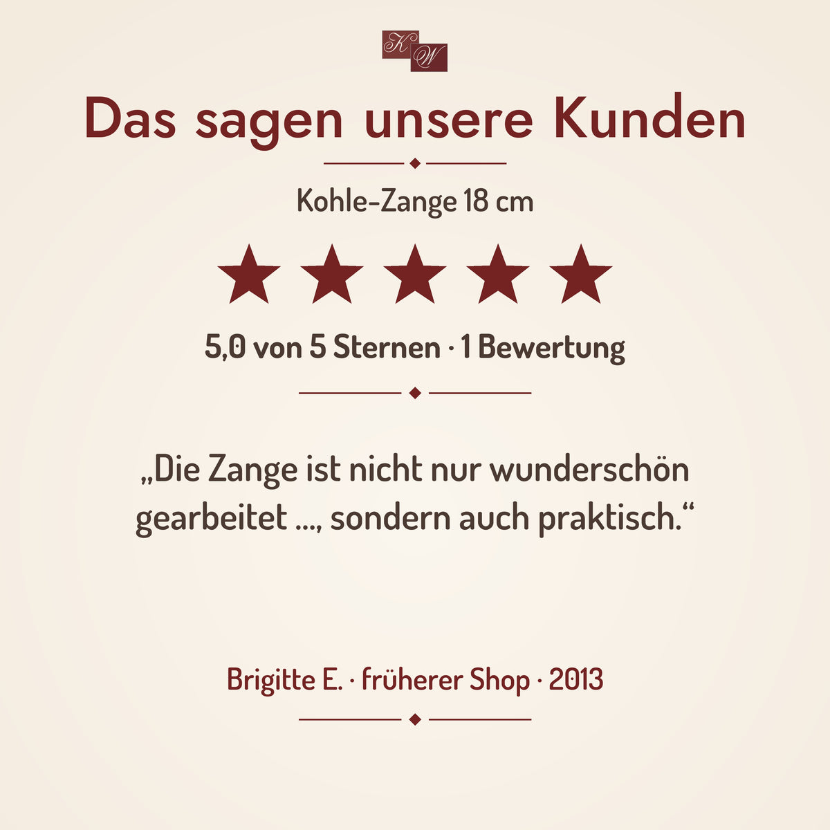 Kohle-Zange 18 cm – Kundenstimme