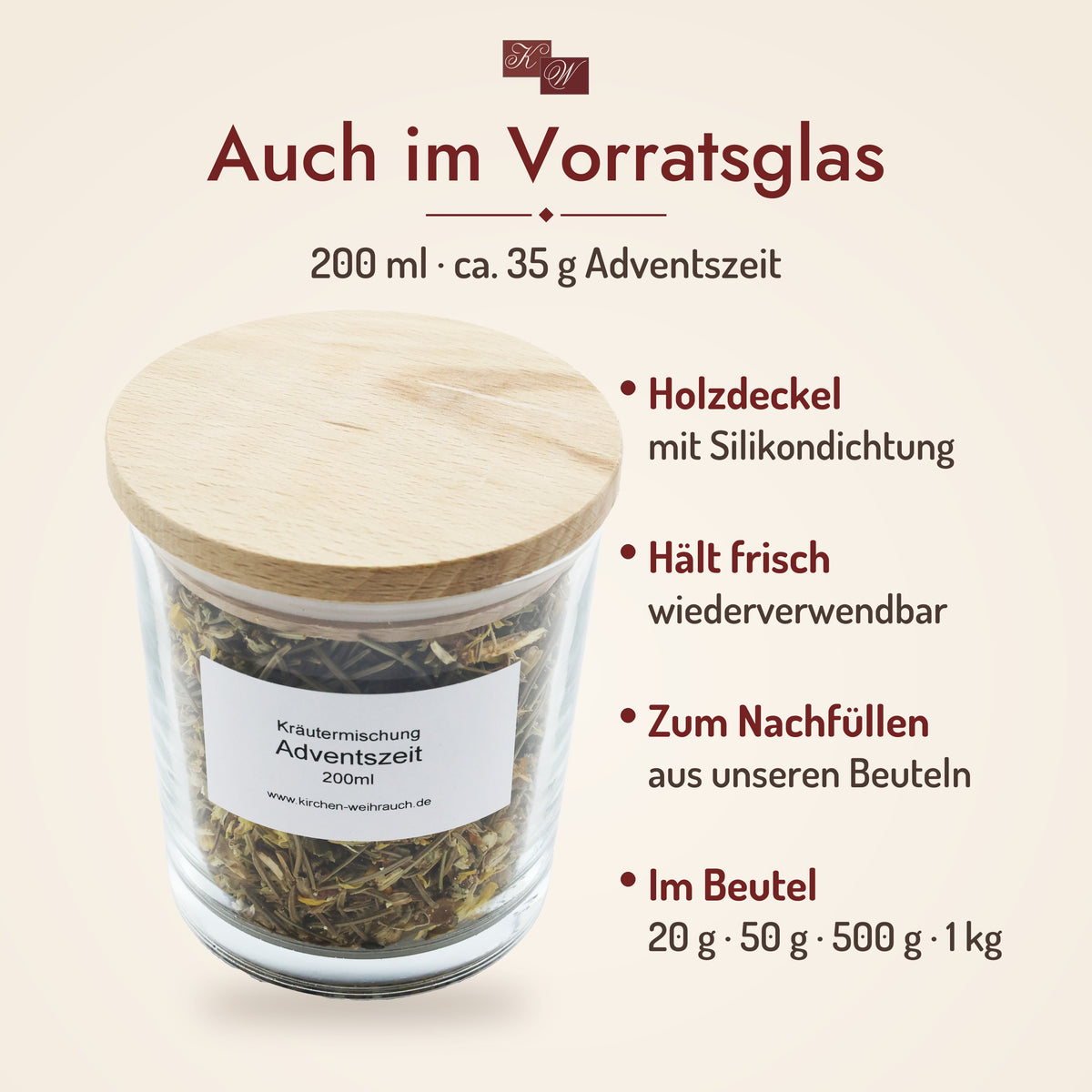 Kräutermischung Adventszeit im Vorratsglas 200 ml mit Holzdeckel