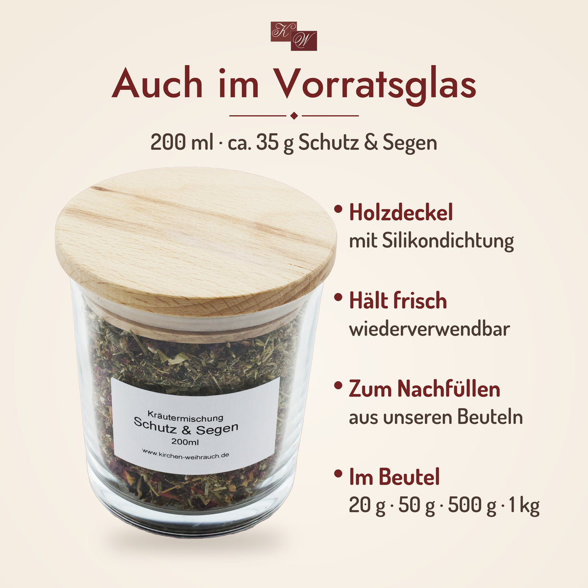Kräutermischung Schutz & Segen im Vorratsglas 200 ml mit Holzdeckel