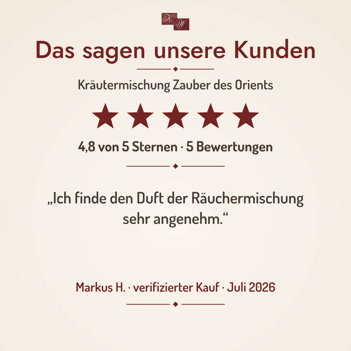 Kräutermischung Zauber des Orients – Kundenstimme, 4,8 von 5 Sternen