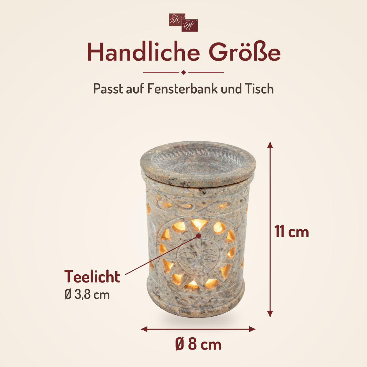 Duftlampe Sonne – Maße: Höhe 11 cm, Ø 8 cm