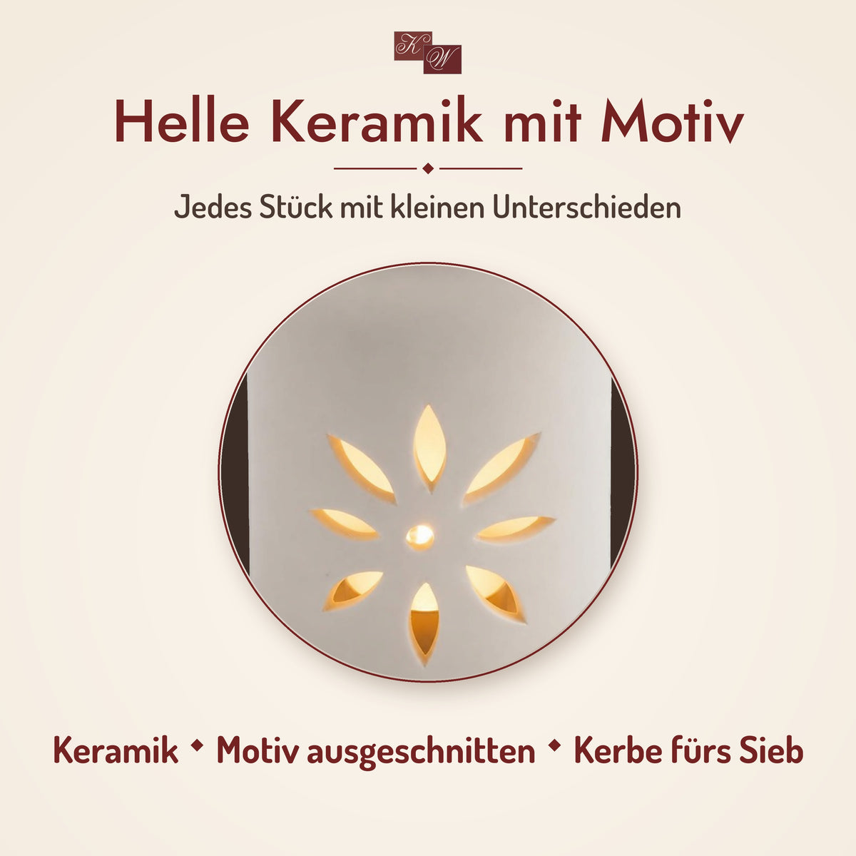 Duftlampe und Räucherstövchen Sternenblume – helle Keramik mit ausgeschnittenem Motiv