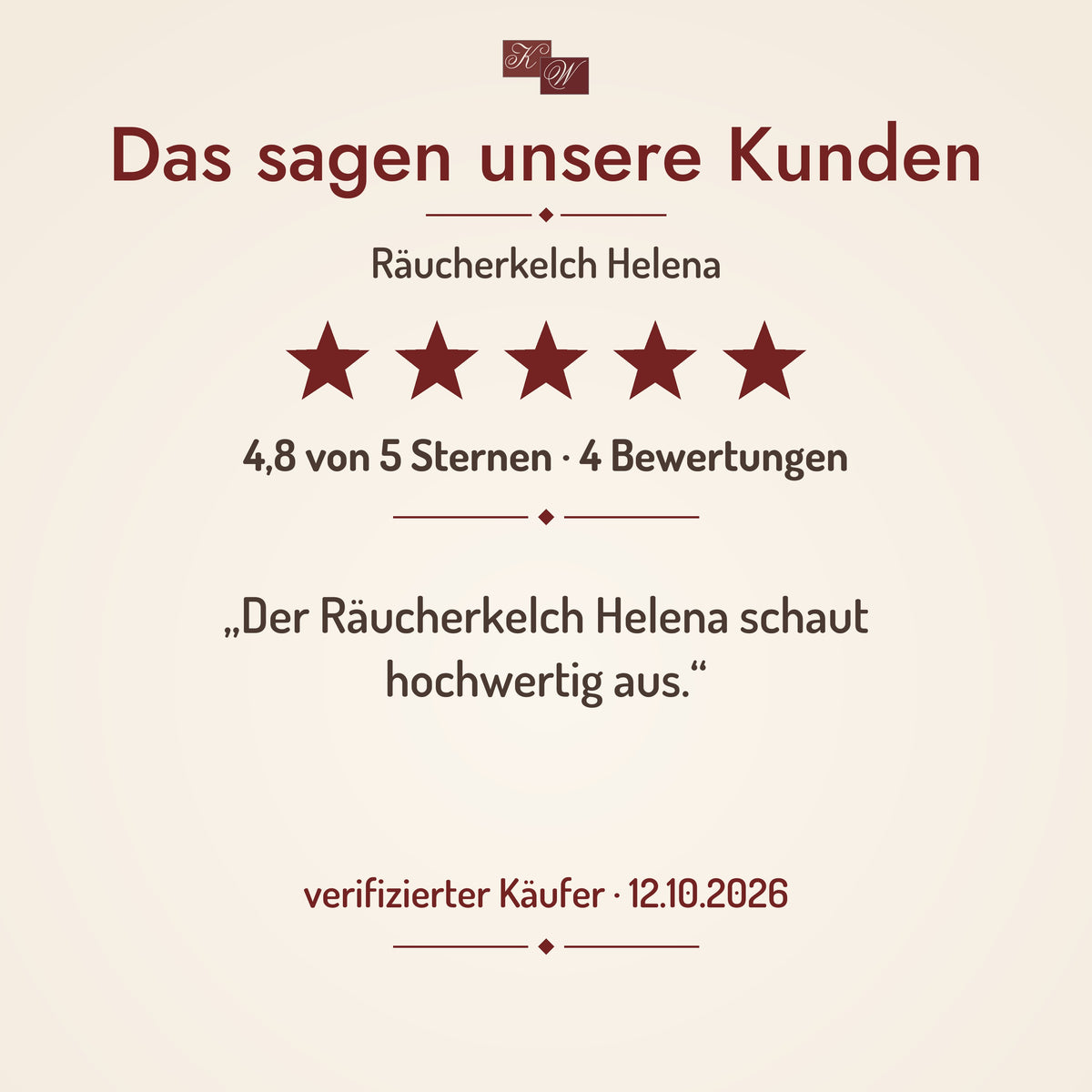 Räucherkelch Helena aus Keramik – Kundenstimme mit Sternebewertung