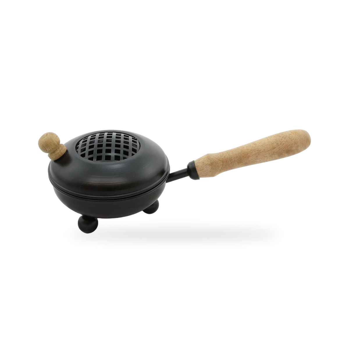 Räucherpfanne aus Metall mit Holzgriff