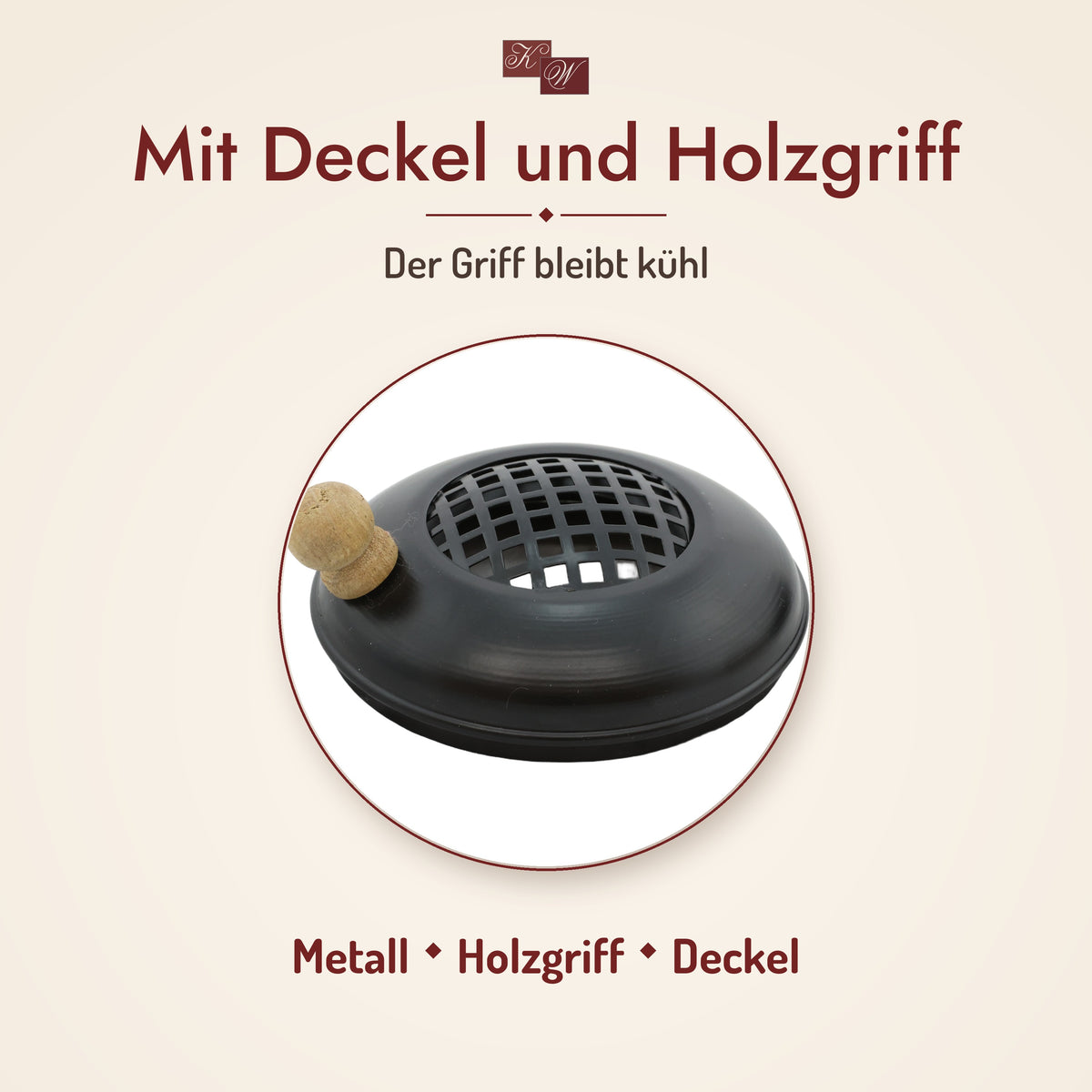 Räucherpfanne aus Metall mit Holzgriff – Material im Detail