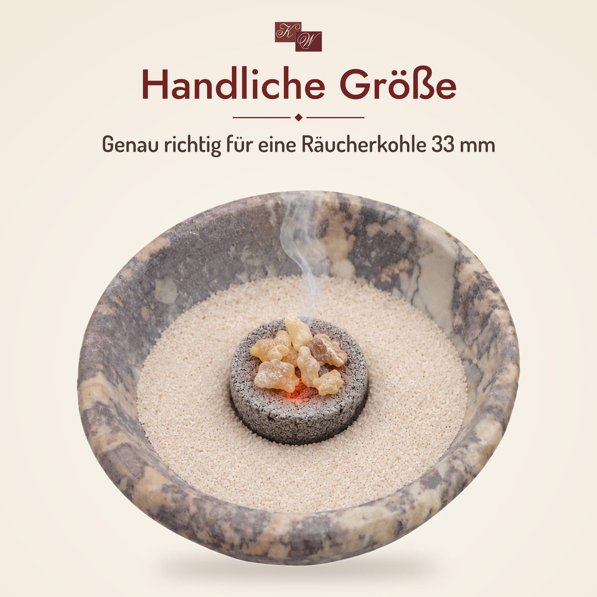 Räucherschale aus naturbelassenem Speckstein – Größe: genug Platz für eine Räucherkohle 33 mm