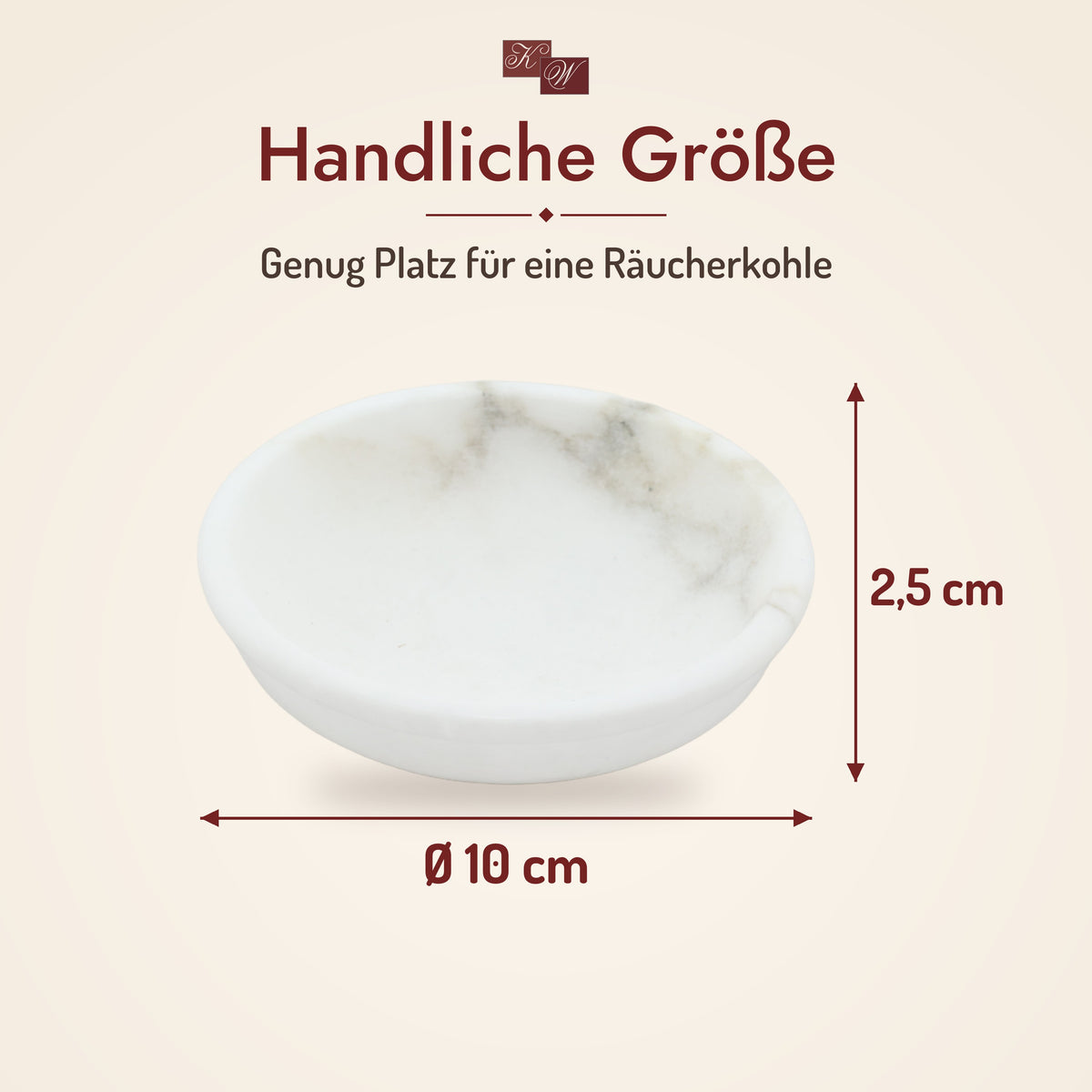 Räucherschale aus weißem Speckstein – Größe: Ø 10 cm, Höhe 2,5 cm