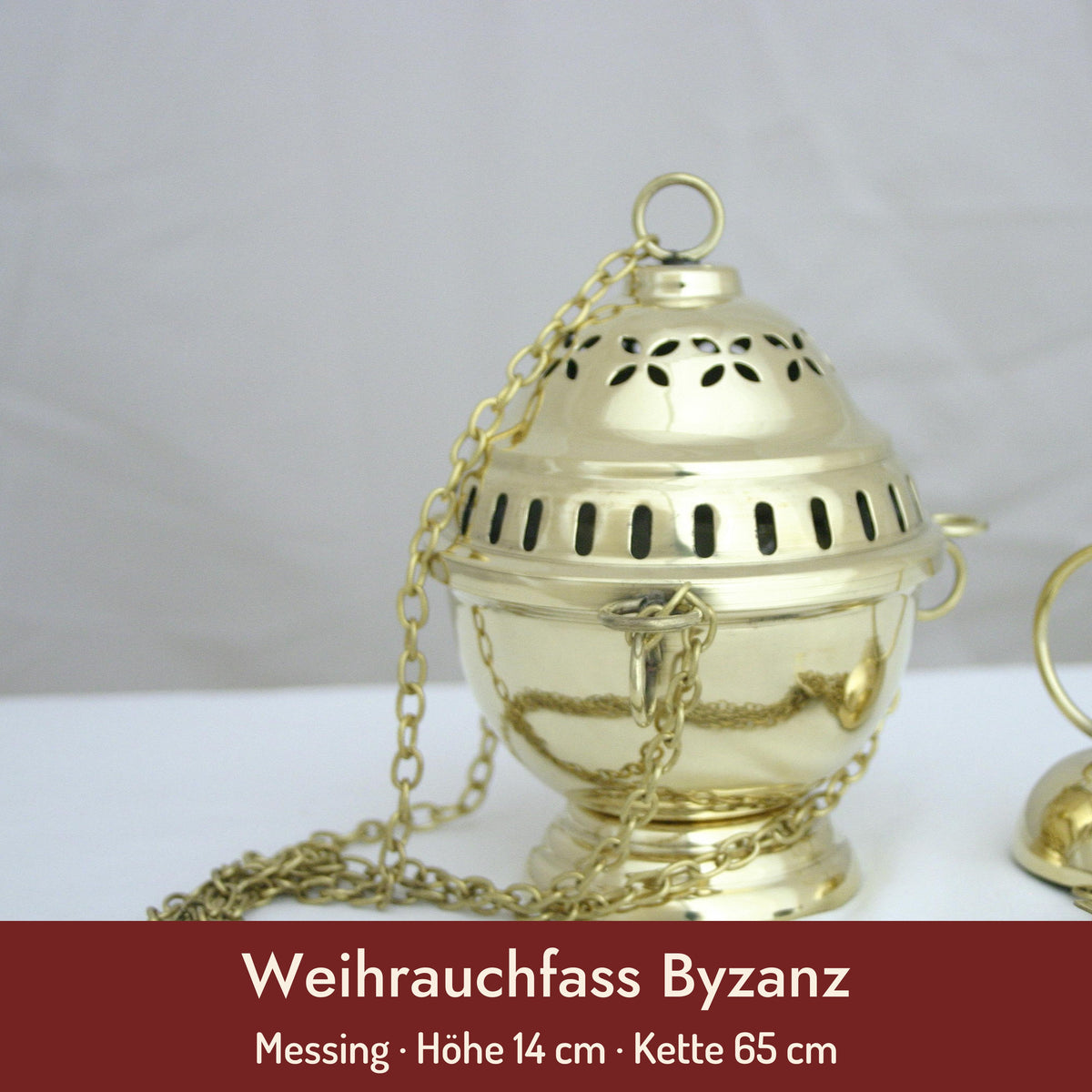 Weihrauchfass Byzanz – Messing · Höhe 14 cm · Kette 65 cm