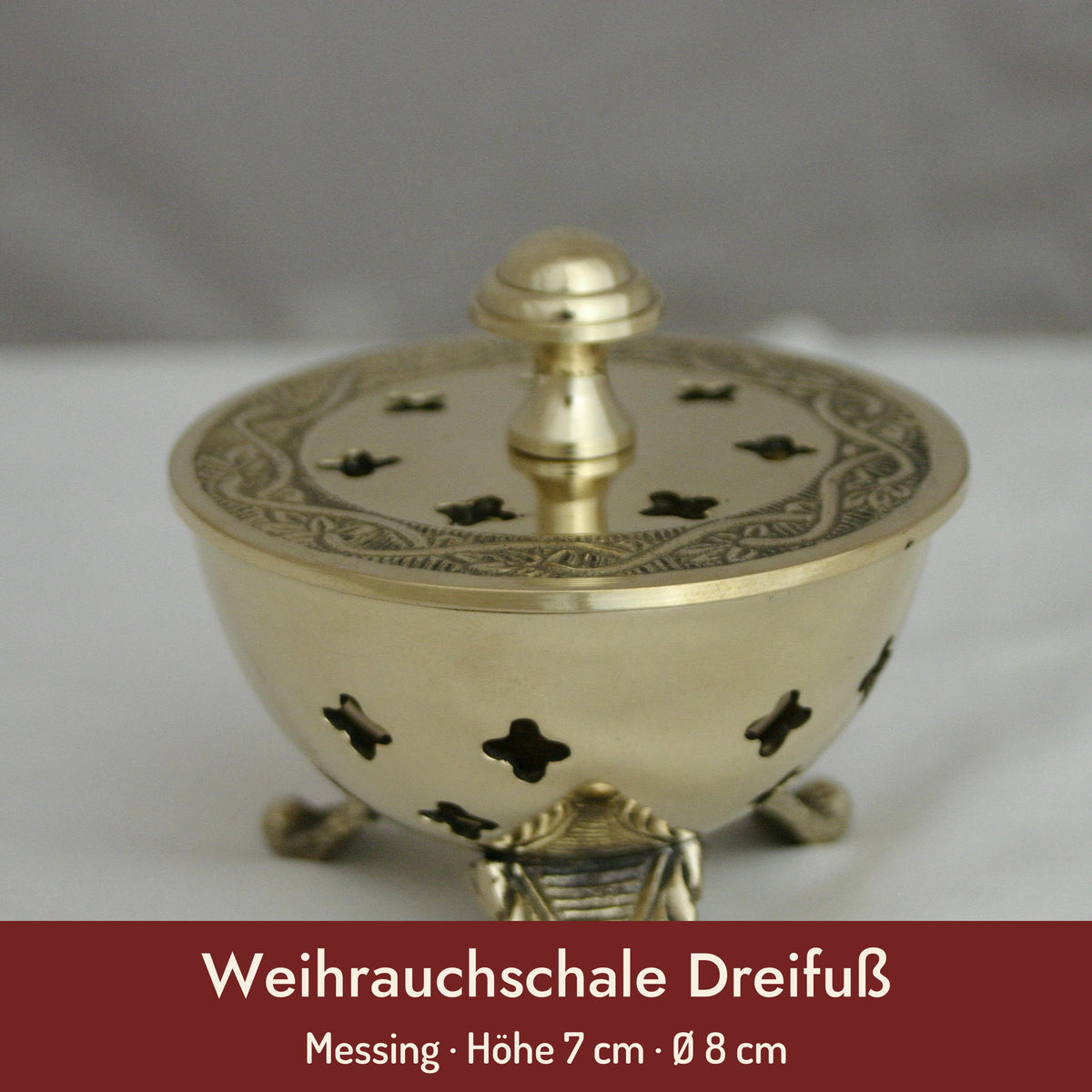 Weihrauchschale Dreifuß – Messing · Höhe 7 cm · Ø 8 cm