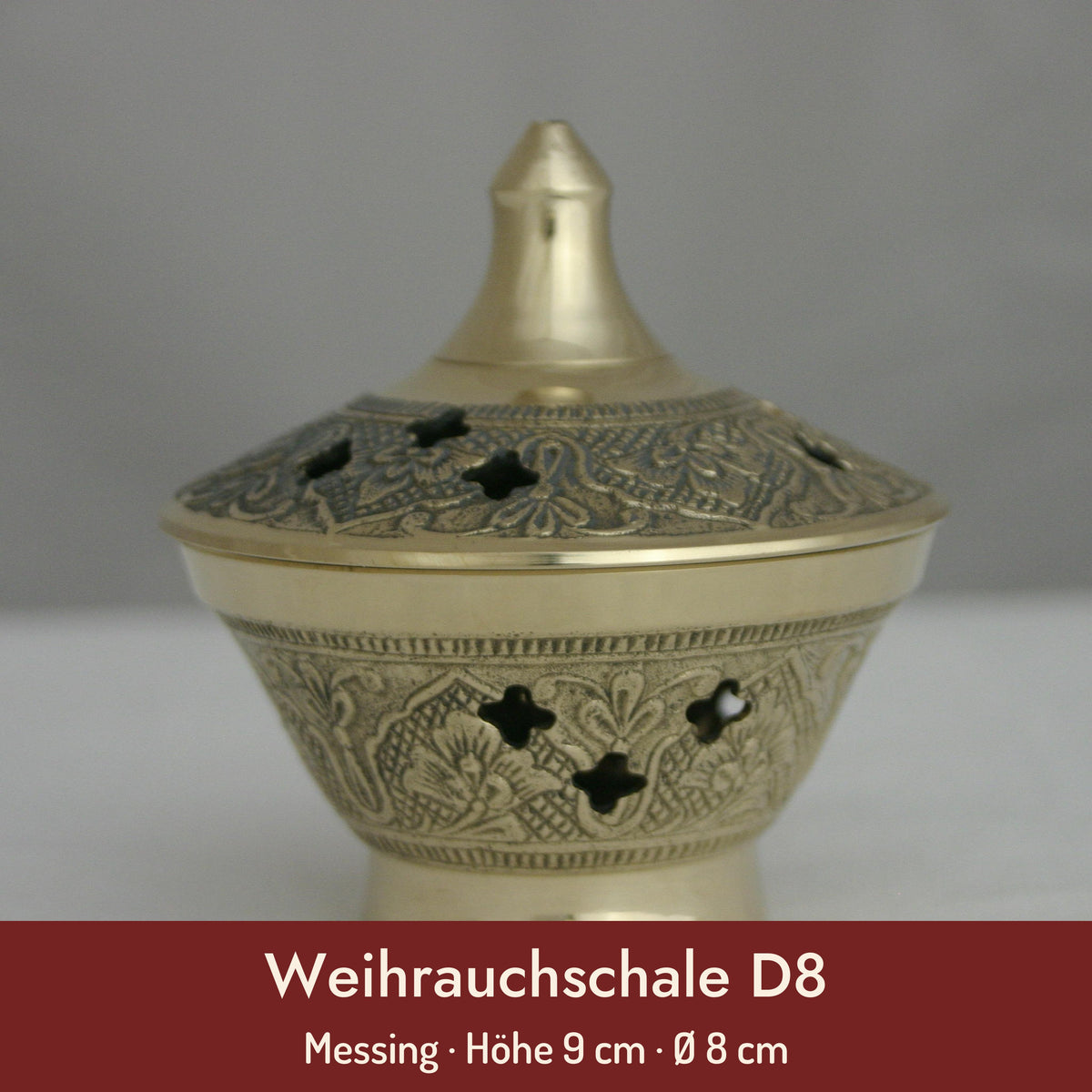 Weihrauchschale D8 – Messing · Höhe 9 cm · Ø 8 cm