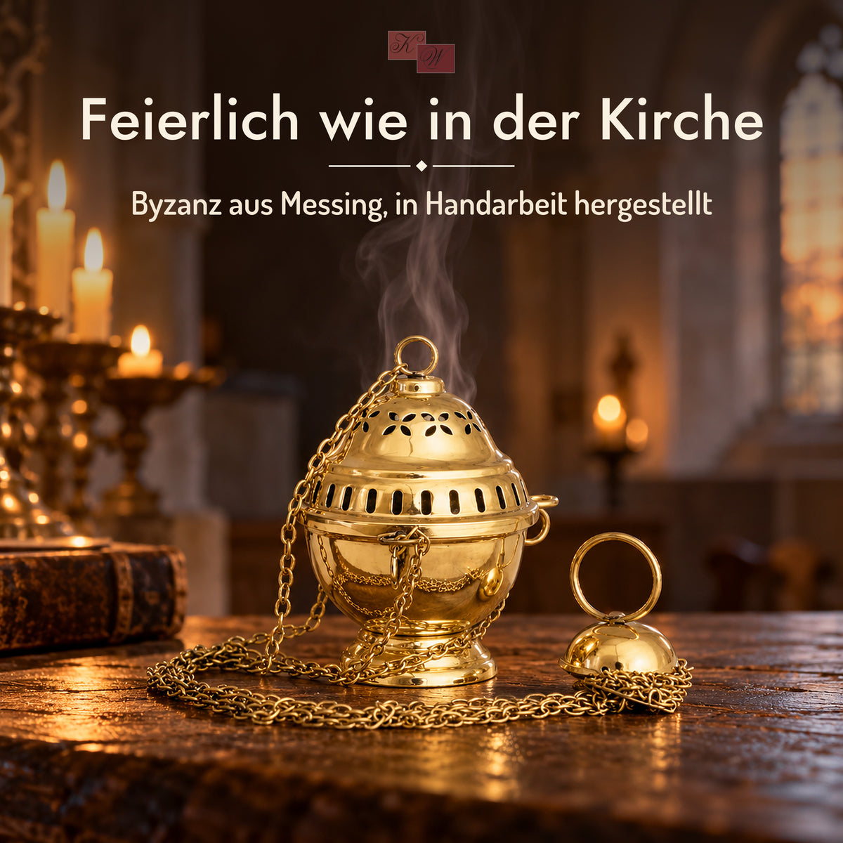 Weihrauchfass Byzanz aus Messing in Gebrauch – Stimmungsbild in der Kirche