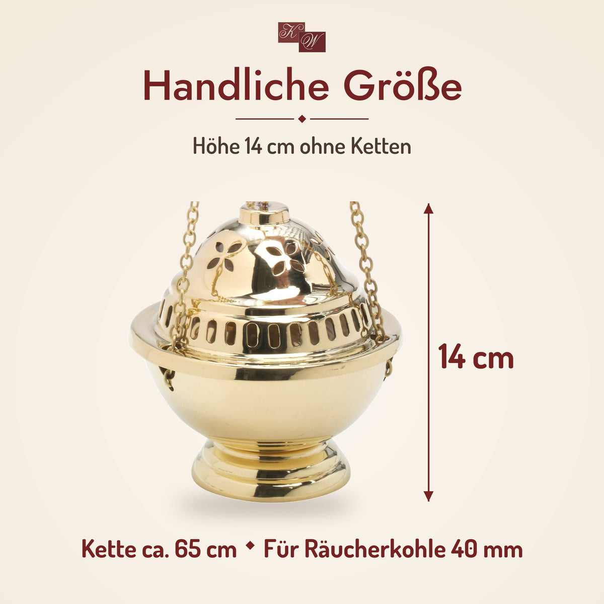 Weihrauchfass Byzanz aus Messing – Größe: Höhe 14 cm ohne Ketten