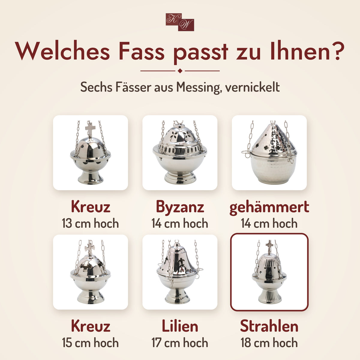 Weihrauchfass Strahlen aus Messing, vernickelt – Auswahl: welches Weihrauchfass passt zu Ihnen?