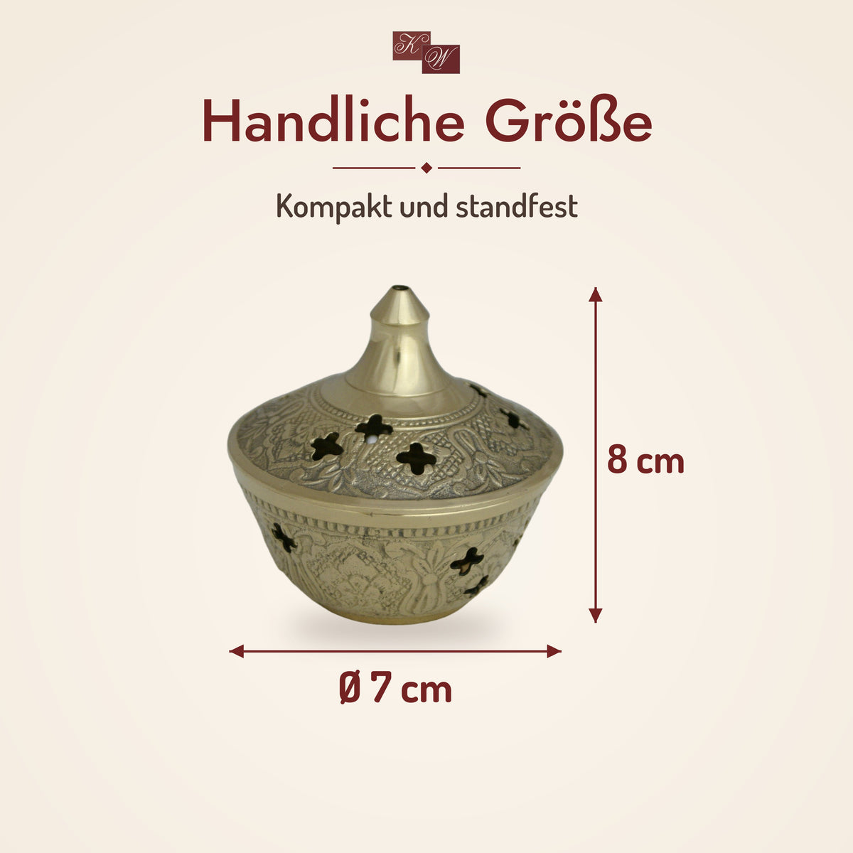 Weihrauchschale D7 aus Messing – Größe: Ø 7 cm, Höhe 8 cm