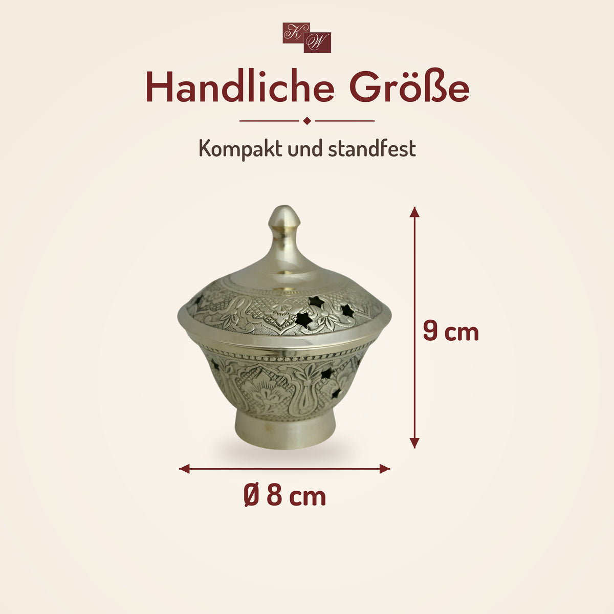 Weihrauchschale D8 aus Messing – Größe: Ø 8 cm, Höhe 9 cm