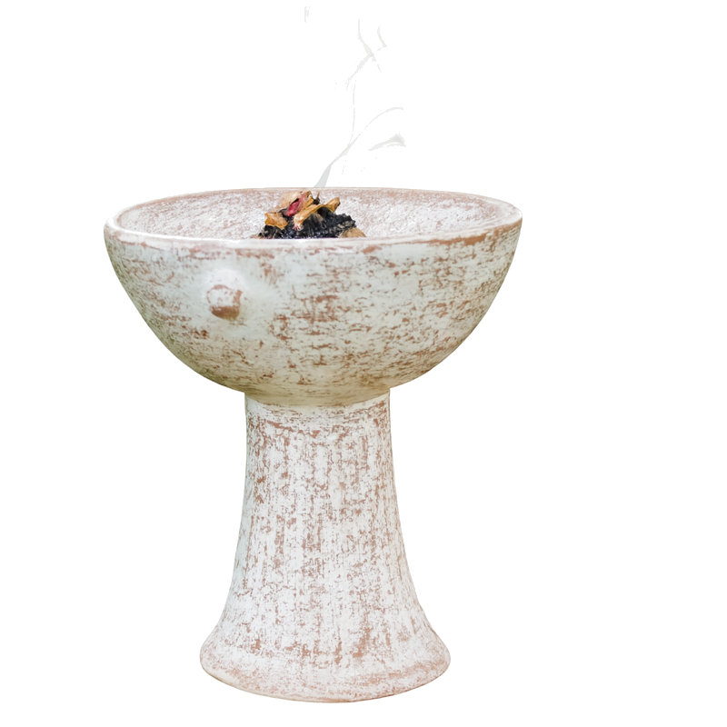 Räucherkelch “Medan” aus Terrakotta – Handgefertigt in Whitewash für Räucherrituale mit Kohle, Weihrauch & Kräutern