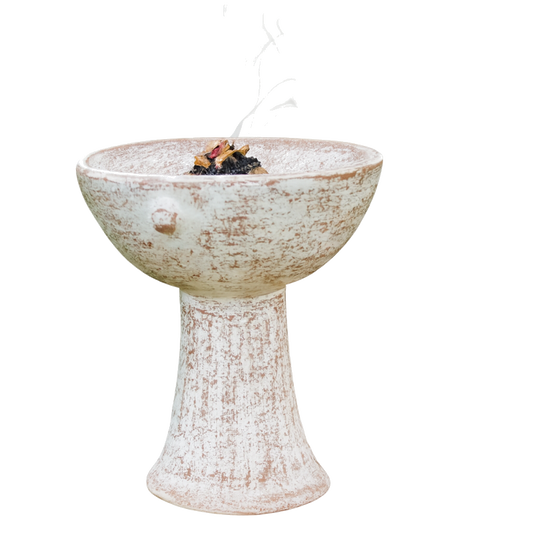 Räucherkelch “Medan” aus Terrakotta – Handgefertigt in Whitewash für Räucherrituale mit Kohle, Weihrauch & Kräutern