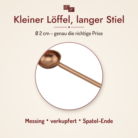 Räucherlöffel aus Messing, verkupfert – Nahaufnahme