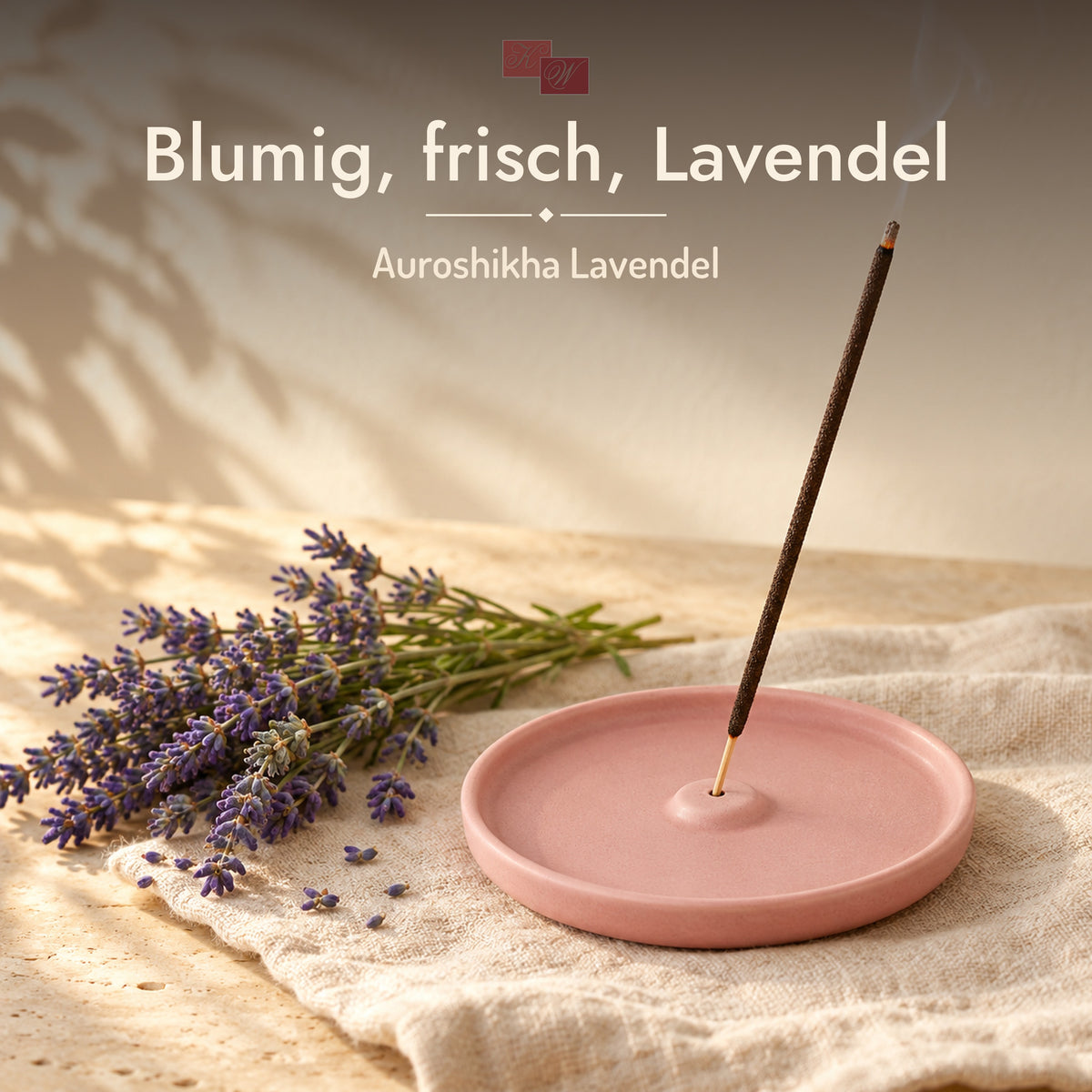 Auroshikha Lavendel Räucherstäbchen – glimmendes Räucherstäbchen im Halter mit Lavendel, Duft: blumig, frisch, Lavendel