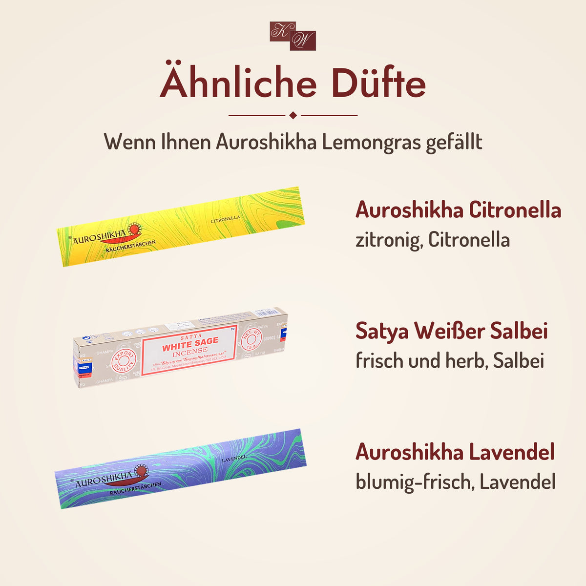 Auroshikha Lemongras Räucherstäbchen – ähnliche Düfte