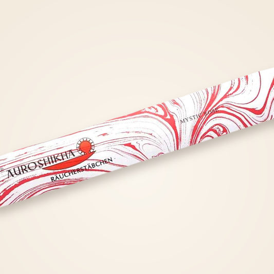 Auroshikha Mystic Rose Räucherstäbchen – Packung in der Nahansicht
