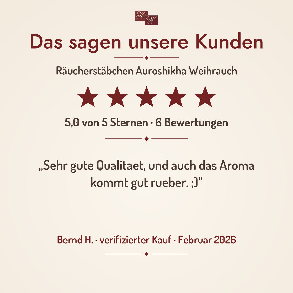 Auroshikha Weihrauch Räucherstäbchen – Kundenstimme