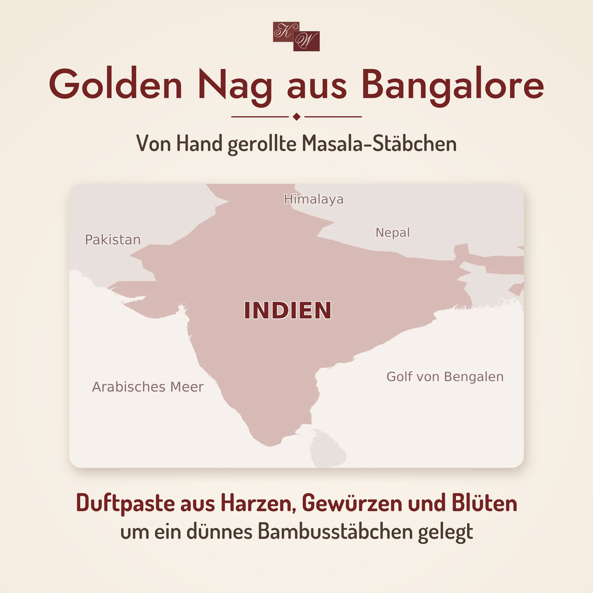 Golden Nag Champa Räucherstäbchen – Marke und Herkunft: Bangalore, Indien