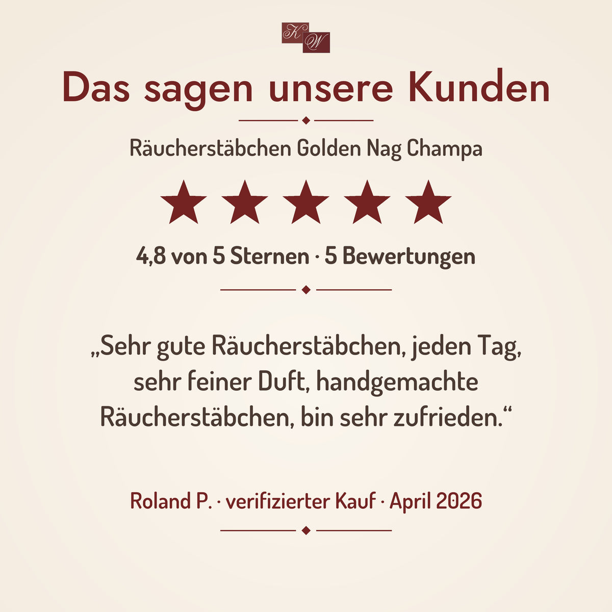 Golden Nag Champa Räucherstäbchen – Kundenstimme